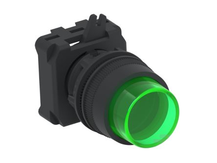 TE Connectivity ALCOSWITCH Series Illuminated Push Button Switch, Momentary, Panel Mount, 22.5mm Cutout, Green LED, IP65 [IPE22EXILGR]; 704-310