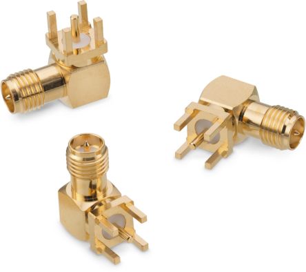 Wurth Elektronik WR-RPSMA Series, Jack Through Hole SMA Connector, Solder Termination, Right Angle Body [63011002124501]; 180-9923