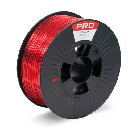 RS PRO 1.75mm Translucent Red PET-G 3D Printer Filament, 1kg [0]; 190-1954