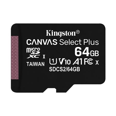 Kingston 64 GB MicroSD Micro SD Card, Class 10, UHS-I [SDCS2/64GBSP]; 195-8348