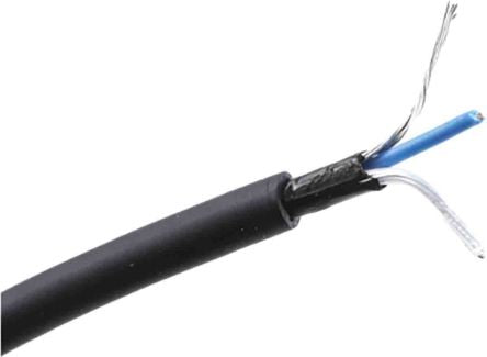 RS PRO 2 Core Microphone Cable, 0.22 mm² CSA Unscreened, 3.7mm od, 100m, Black [0]; 207-5319