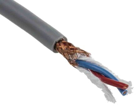 RS PRO 2 Core Microphone Cable, 0.5 mm² CSA Screened, 6.2mm od, 25m, Grey [0]; 207-5341