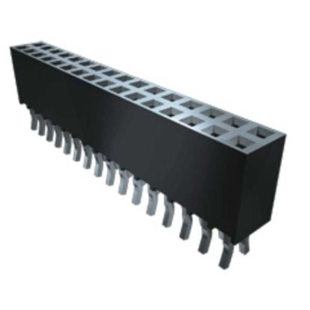 Samtec SSQ Series Straight Through Hole Mount PCB Socket, 40-Contact, 2-Row, 2.54mm Pitch, Through Hole Termination [SSQ-120-02-T-D]; 207-9076
