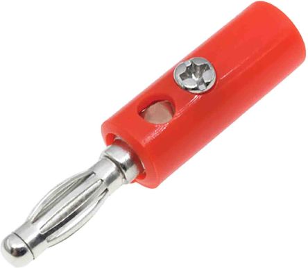 RS PRO Red Male Banana Plug, 4 mm Connector, 32A, 30V, Nickel Plating [0]; 208-0270