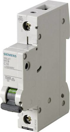 Siemens SENTRON 5SL4 MCB, 1P, 8A Curve C, 400V AC, 10 kA Breaking Capacity [5SL4108-7]; 209-5961
