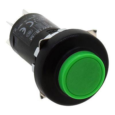 Idec Push Button Switch, Momentary, Panel Mount, DPDT, 24 → 110V, IP66 [MW1B-M12G]; 210-4183