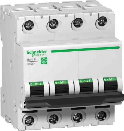 Schneider Electric Multi 9 C60SP MCB, 4P, 6A Curve B, 440V AC, 15 kA Breaking Capacity [M9F21406]; 211-2348