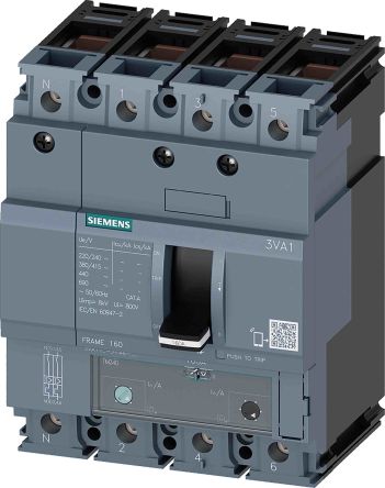 Siemens, 0AA0 MCCB 4P 40A, Breaking Capacity 36 kA, Fixed Mount [3VA1140-4GF46-0AA0]; 211-6010