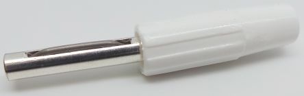 RS PRO White Male Banana Connectors, Solder Termination, 10A, 50V, Silver Plating [0]; 212-1223