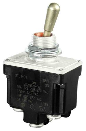Honeywell Toggle Switch, Latching, DPDT, Screw Terminal, 28 V [2TL1-31]; 212-5211