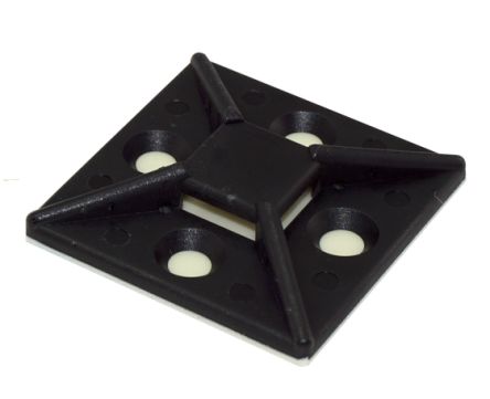 RS PRO Self Adhesive Black Cable Tie Mount 38.5 mm x 38.5mm, 10.2mm Max. Cable Tie Width [0]; 213-8529