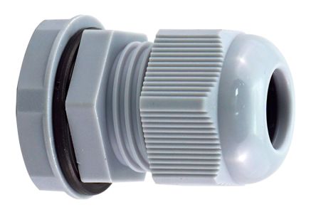 RS PRO Grey Nylon Cable Gland, M12 Thread, 3mm min., 6.5mm max., IP68 [0]; 214-1063