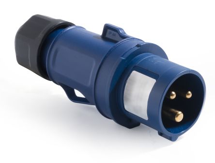 RS PRO IP44 Blue Cable Mount 2P + E Industrial Power Plug, Rated At 16A, 200 → 250 V [0]; 214-4080