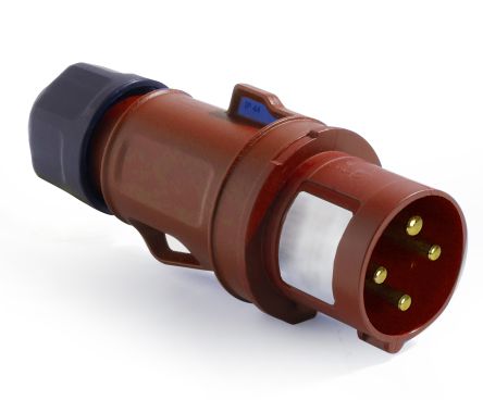 RS PRO IP54 Red Cable Mount 4P Industrial Power Plug, Rated At 32A, 380 → 415 V [0]; 214-4086