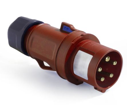 RS PRO IP54 Red Cable Mount 5P Industrial Power Plug, Rated At 32A, 380 → 415 V [0]; 214-4087