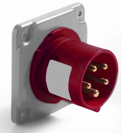 RS PRO IP44 Red Panel Mount 3P + N + E Industrial Power Plug, Rated At 32A, 380 → 415 V [0]; 214-4090