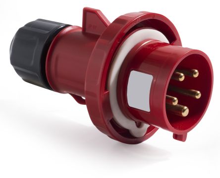 RS PRO IP67 Red Cable Mount 3P + N + E Industrial Power Plug, Rated At 32A, 380 → 415 V [0]; 214-4114