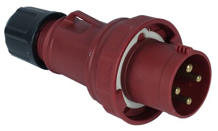 RS PRO IP67 Red Cable Mount 3P + E Industrial Power Plug, Rated At 63A, 380 → 415 V [0]; 214-4115