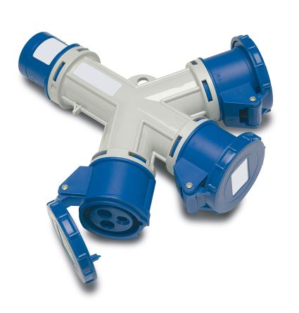 RS PRO IP44 Blue 2P + E Industrial Power Connector Adapter Plug, Socket, Rated At 16A, 230 V [0]; 214-4126