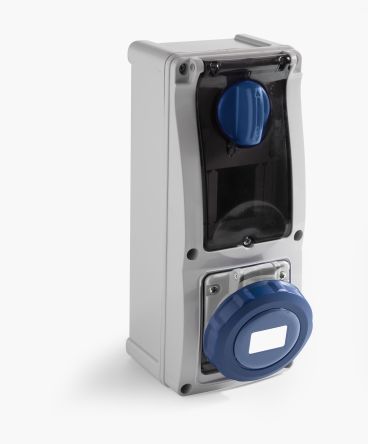 RS PRO IP67 Blue Surface Mount 2P + E Vertical Industrial Power Socket, Rated At 16A, 230 V [0]; 214-4129