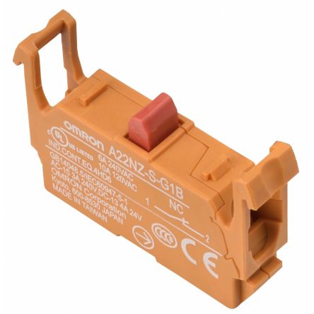 Omron Contact Block for Use with A22NZ-A-C01, A22NZ-H-01, 1NC [A22NZ-S-G1B]; 214-7020