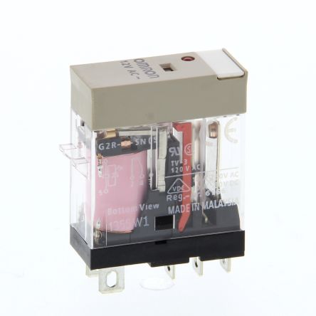 Omron Plug In Non-Latching Relay, 12V ac Coil, 10A Switching Current, SPDT [G2R-1-SN 12VAC (S)]; 214-7201