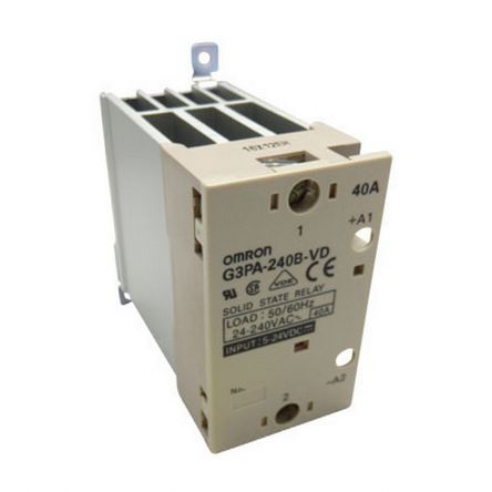 Omron G3PA Series Solid State Relay, 40 A Load, DIN Rail Mount, 264 V Load [G3PA-240B-VD DC5-24]; 214-7212
