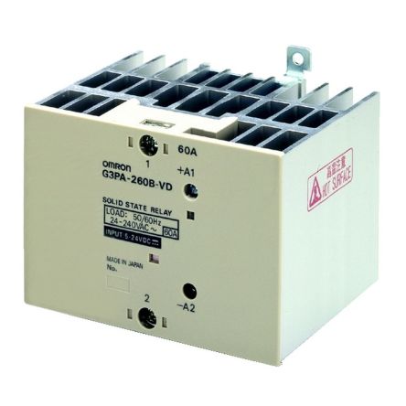 Omron G3PA Series Solid State Relay, 50 A Load, DIN Rail Mount, 528 V Load [G3PA-450B-VD-2 DC12-24]; 214-7214