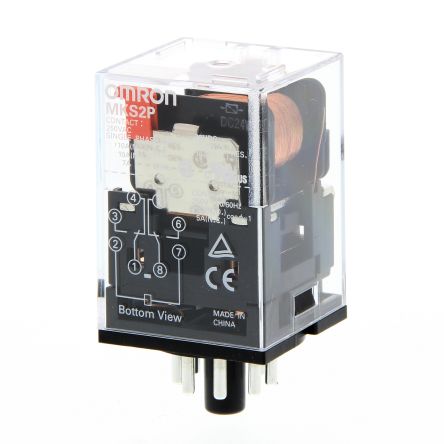 Omron Non-Latching Relay, 24V dc Coil, 10A Switching Current, DPDT [MKS2P 24VDC]; 214-7236