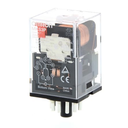 Omron Plug In Relay, 24V dc Coil, 10A Switching Current, 3PDT [MKS3P 24VDC]; 214-7237