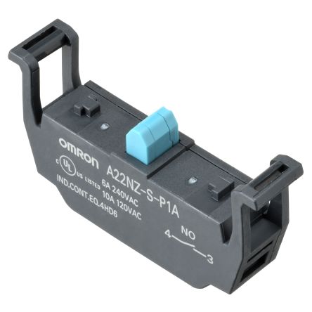 Omron A22NZ Series Contact Block, Blue Light, 1NO [A22NZ-S-P1A]; 214-7821