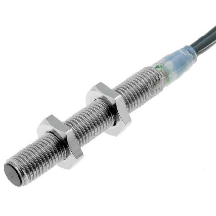 Omron Inductive Threaded Barrel Proximity Sensor, M8, 2 mm Detection, PNP NC, 12 → 24 V dc [E2A-S08LS02-WP-B2 2M]; 214-7852