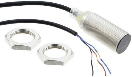 Omron Inductive Threaded Barrel Proximity Sensor, M18, 8 mm Detection, NPN NO, 10 → 30 V dc [E2B-M18KS08-WP-C1 2M]; 214-7856