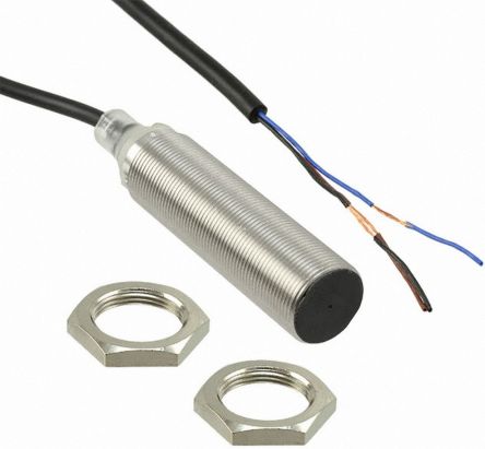 Omron Inductive Threaded Barrel Proximity Sensor, M18, 8 mm Detection, NPN NO, 10 → 30 V dc [E2B-M18LS08-WP-C1 2M]; 214-7857