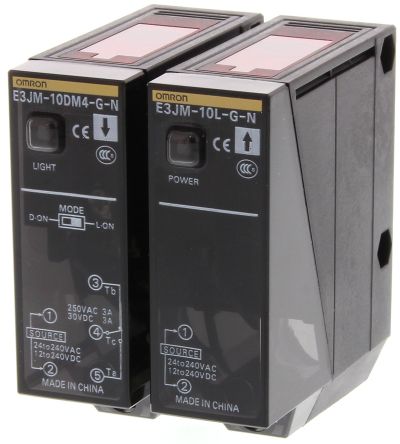 Omron Through Beam Photoelectric Sensor, Block Sensor, 10 m Detection Range [E3JM-10M4-NN]; 214-7908