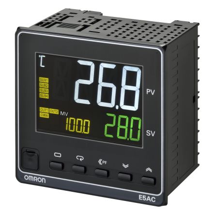 Omron E5AC Panel Mount PID Temperature Controller, 96 x 96mm 4 Input, 4 Output Relay, 100 → 240 V ac Supply Voltage [E5AC-RX4A5M-010]; 215-3964