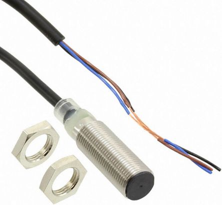 Omron Inductive Threaded Barrel Proximity Sensor, M12, 2 mm Detection, NPN NO, 10 → 30 V dc [E2B-M12KS02-WP-C1 2M]; 215-7742