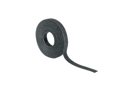 HellermannTyton Cable Tie, Hook and Loop, 25m x 13 mm, Black PA (Loop), PP (Hook), Pk-1 [130-00022 TEXTIE 25M-PA66/PP-BK]; 215-9250