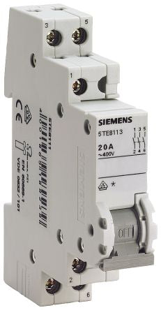 Siemens 1P Pole DIN Rail Isolator Switch - 32A Maximum Current [5TE8211]; 216-6028