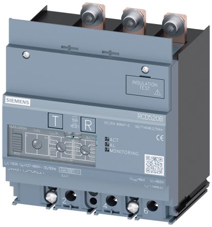 Siemens 3VA91 RCD, 160A, 3 Pole, Type B [3VA9113-0RL21]; 218-1787