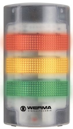 Werma FlatSIGN Series Red/Green/Yellow Buzzer Signal Tower, 3 Lights, 115 → 230 V, Wall Mounting [691.200.68]; 218-1975