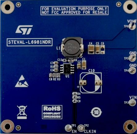 STMicroelectronics 38 V, 1.5 A synchronous step-down switching regulator for L6981 for Power Tools [STEVAL-L6981NDR]; 218-4821