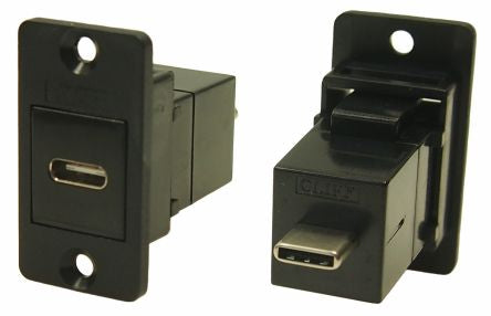 RS PRO Straight, Panel Mount, Female to Male- Dual Port Type USB-C USB Connector [0]; 218-8312