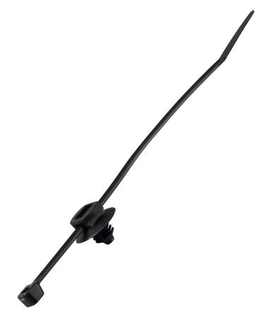 RS PRO Cable Tie, HEAT STABLIZED PUSH MOUNT AND TIE ASSEMBLY, Black Nylon, Pk-500 [0]; 220-6252