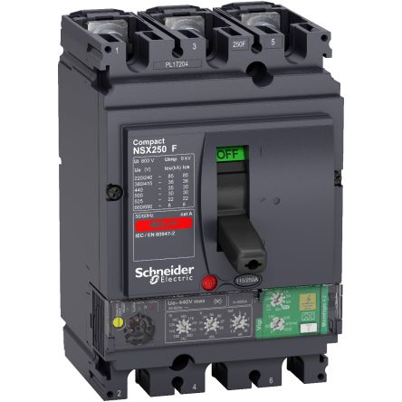Schneider Electric, ComPact MCCB Molded Case Circuit Breaker 3P 250A, Fixed Mount [LV433832]; 221-1059