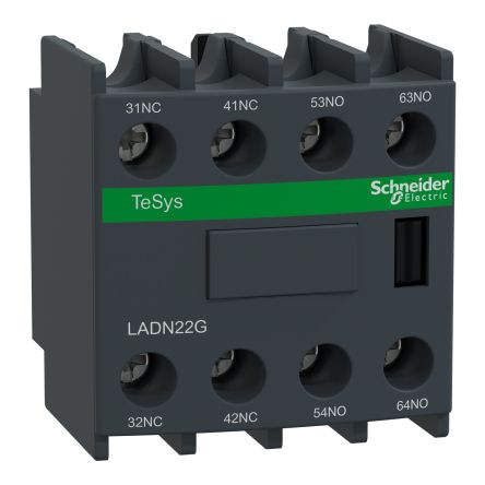 Schneider Electric Auxiliary Contact Block, 2NC + 2NO, Tesys LADN [LADN22G]; 221-1136