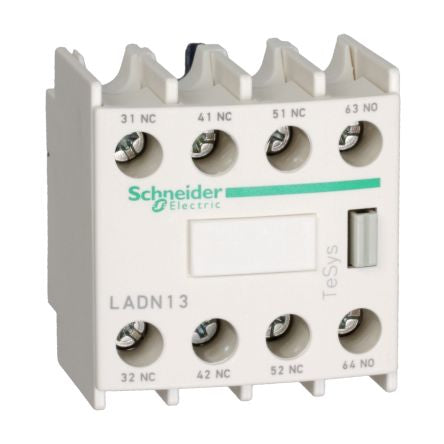 Schneider Electric Auxiliary Contact Block, 4 Contact, 1NC + 3NO, Front Mount, Tesys LADN [LADN316]; 221-1137