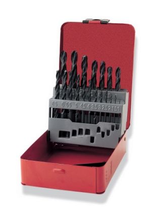 SAM 19-Piece Twist Drill Bit Set for Metal, 10mm Max, 1mm Min, High Speed Steel Bits [F1-C19]; 221-6040