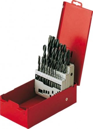 SAM 25-Piece Twist Drill Bit Set for Metal, 13mm Max, 1mm Min, High Speed Steel Bits [F1-C25]; 221-6041