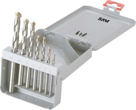 SAM 7-Piece Twist Drill Bit Set for Metal, 12mm Max, 4mm Min, High Speed Steel Bits [FC1-C7]; 221-6043